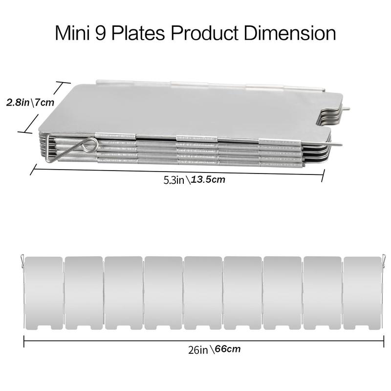 Folding Outdoor Stove Windscreen, 9 Plates Aluminum Camping Stove Windshield With Carrying Bag, Lightweight Butane Burner Windshield, Camping Kitchenware