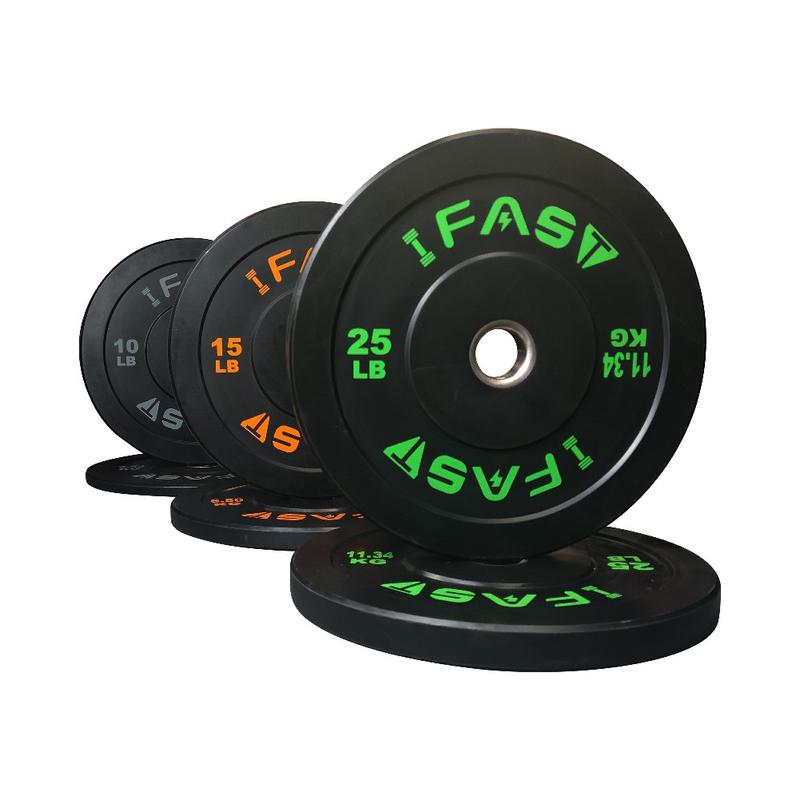 IFAST Olympic Bumper Plate High Bounce Weight Plates with 2-Inch Steel Insert Weightlifting home gym strength training weight training