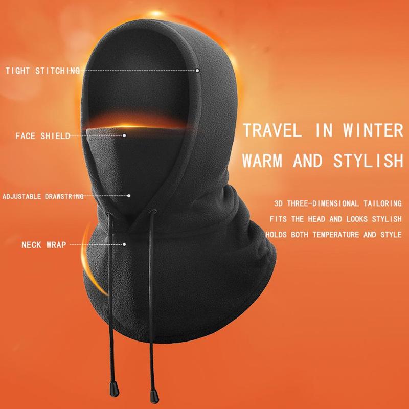 Winter Warm Neck Warmers, Outdoor Cold-proof Head Mask, Fleece Multi-function Drawstring Sweater-style Headgear, Full Face Windproof Integrated Neck Warmers for Cycling Motorcycle