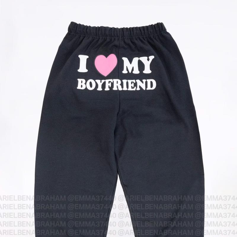 I Love My Boyfriend Sweatpants Pink