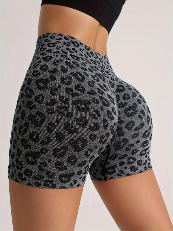 Women's Leopard Print High Waist Summer Sports Gym Shorts, Casual Comfy Breathable Summer Skinny Shorts for Yoga Gym Workout Running, Back To School Clothes, Gym Clothing, Ladies Sportswear for All Seasons