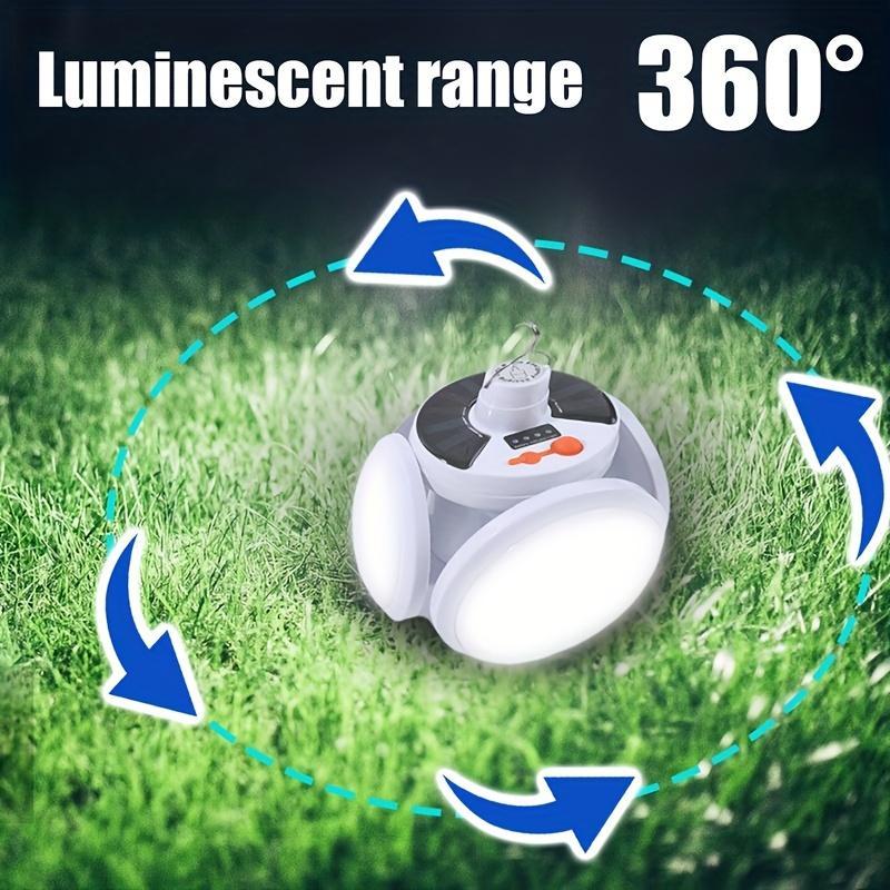 Solar Powered Football Shaped Light, Portable USB Rechargeable LED Bulb Light, 5-sided Luminous Camping Emergency Light for Camping Hiking Fishing