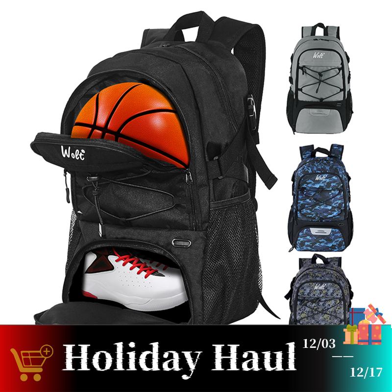 WOLT | Basketball Backpack Large Sports Bag with Separate Ball holder & Shoes compartment, Gym Bags For Men,Soccer Drawstring Backpack,Volleyball Bag