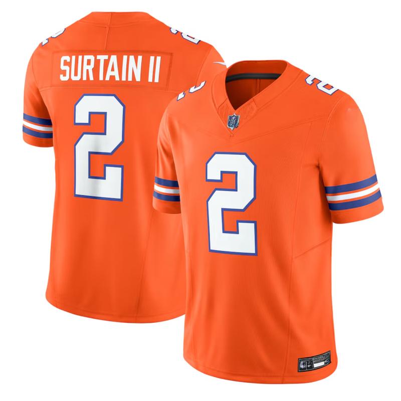 #2 Patrick Surtain II Orange Denverr Broncoss Alternate Collection 1977 Throwback Vapor F.U.S.E. Limited Jersey, NFLL merchandise, Football apparel, Fan gear, gift for him