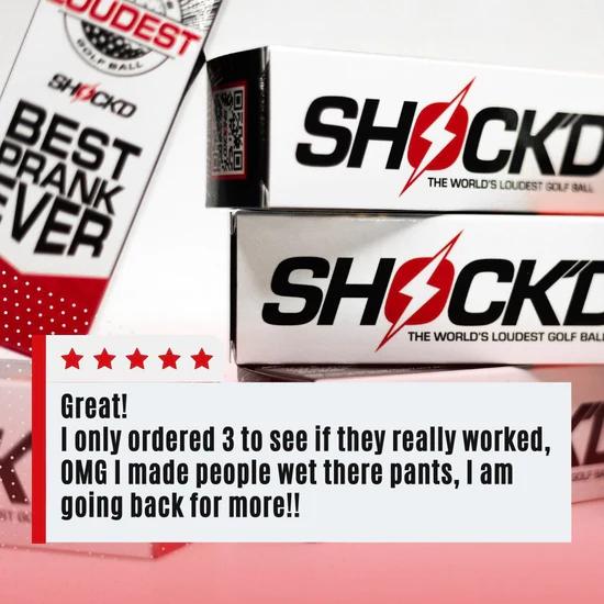 SHOCK'D Golf Balls - World's LOUDEST Golf Ball - Viral Prank Golf Ball, Red or White Incognito Version