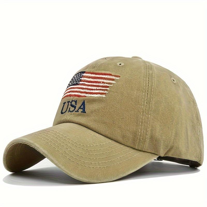 2 Pack Vintage Style Denim Baseball Cap with American Flag Embroidery Adjustable Patriotic American Hat for Men and Women