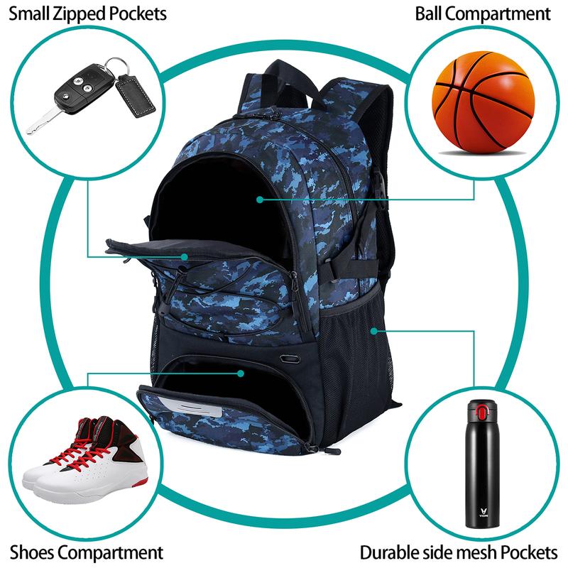 WOLT | Basketball Backpack Large Sports Bag with Separate Ball holder & Shoes compartment, Gym Bags For Men,Soccer Drawstring Backpack,Volleyball Bag