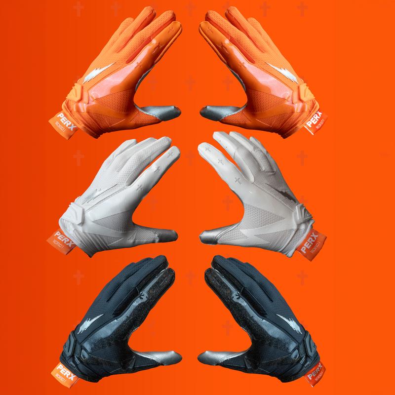 PERX Genesis Football Gloves - White Black Orange