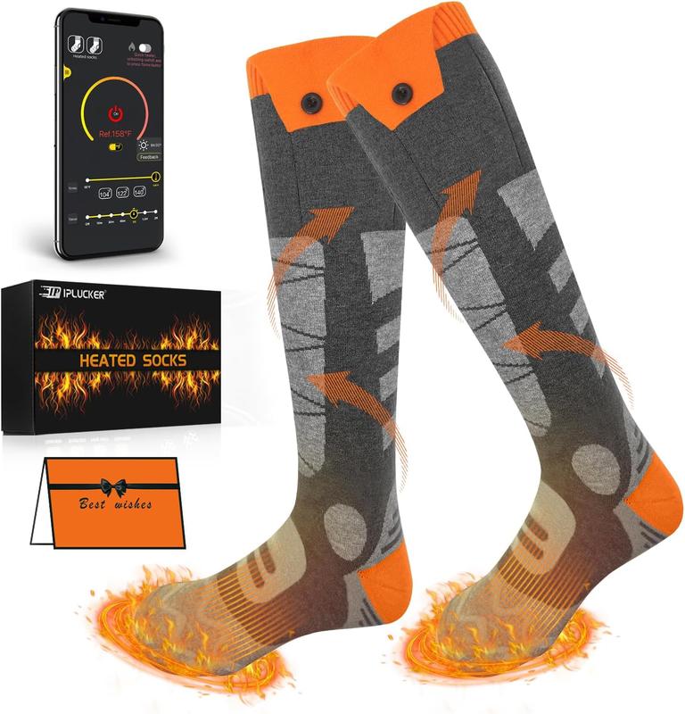 Heated Socks for Men Women, 5000mAh x2 APP Control Battery Washable Heating Socks Foot Warmers for Skiing Hiking Camping Biking Hunting Outdoor Work