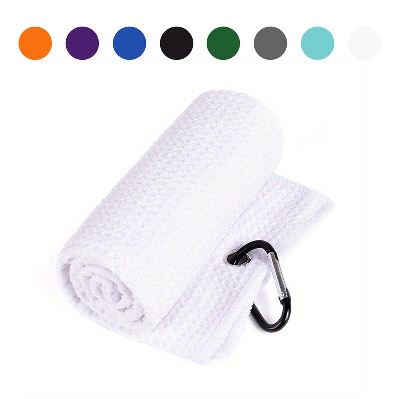 30*50cm Waffle Pattern Golf Towel with Carabiner Clip, Hook Design Golf Accessories for Men