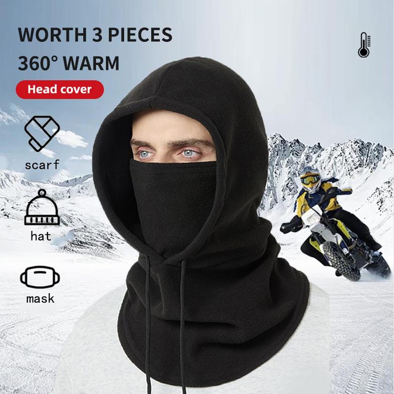 Winter Warm Neck Warmers, Outdoor Cold-proof Head Mask, Fleece Multi-function Drawstring Sweater-style Headgear, Full Face Windproof Integrated Neck Warmers for Cycling Motorcycle