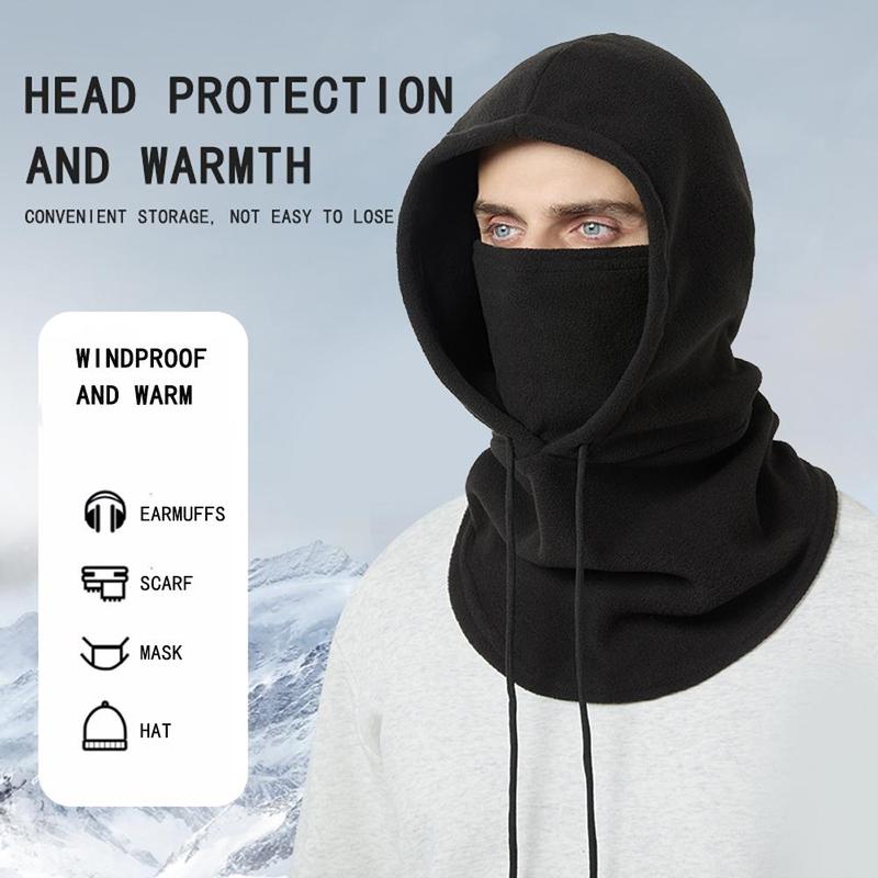 Winter Warm Neck Warmers, Outdoor Cold-proof Head Mask, Fleece Multi-function Drawstring Sweater-style Headgear, Full Face Windproof Integrated Neck Warmers for Cycling Motorcycle