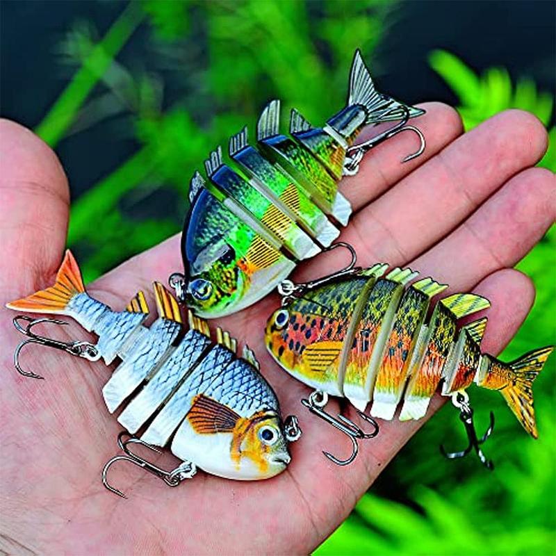 Artificial Fishing Lure, 3 Counts 6-section Multi Jointed Fishing Lure with Hook, Lifelike Fishing Bait, Fishing Tackle, Outdoor Fishing Accessories