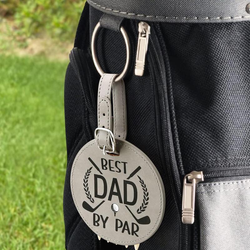 Father‘ s Day Gifts - Dad Golf Bag Tag with 5 Tees Set, Best Dad By Par, 3-1 4 inch Golf Tees Bulk for Fathers, Funny Birthday Gift from Daughter Son Kids, Christmas Stocking Stuffers Ideas for Men