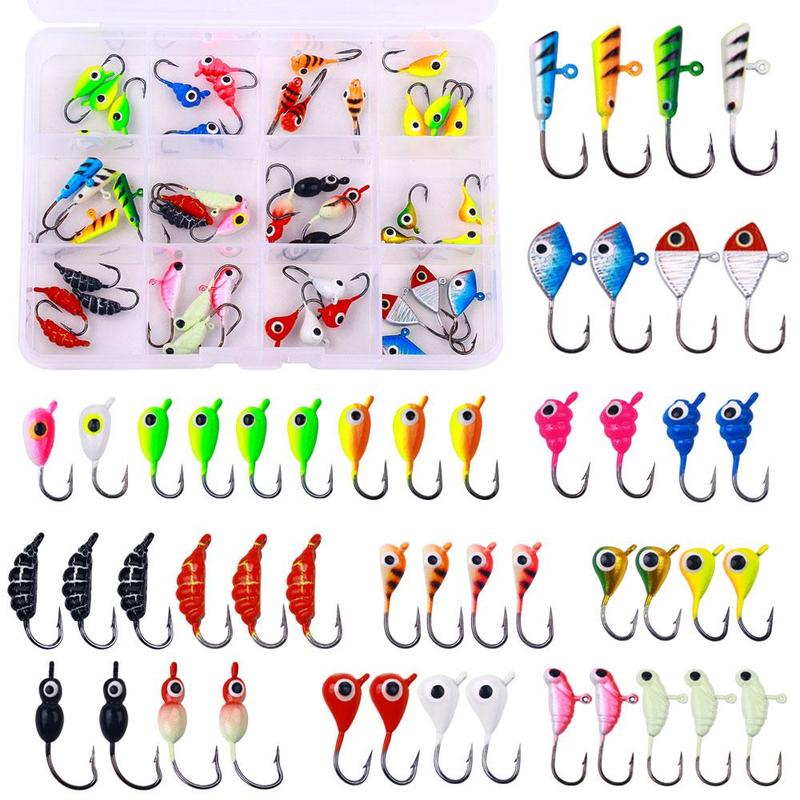 Fishing Lure Hook, 48pcs set Mixed Size Soft Bait Hook, Ice Fishing Hook, Professional Outdoor Fishing Accessories for Fishing Enthusiasts