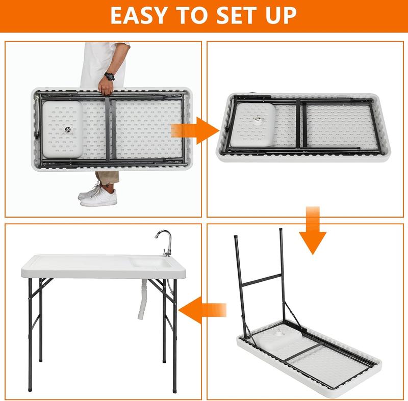 Fish Cleaning Table, Portable Folding Camping Table, 45