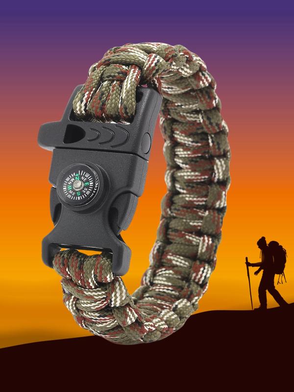 2024 New Style Outdoor Survival Bracelet, Multifunctional Braided Bracelet with Compass & Whistle Design, Fashion Accessories for Men & Women for Wilderness Adventure