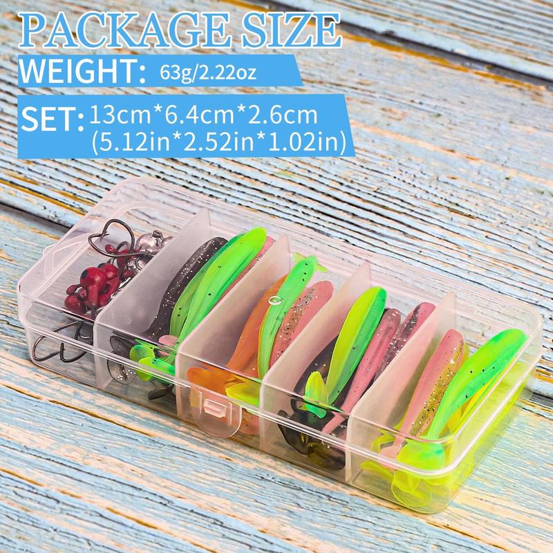 Artificial Fishing Lure with Lead Head Hook, 40pcs box Fishing Bait with Storage Box, Fishing Accessories for Outdoor Fishing, Christmas Gift