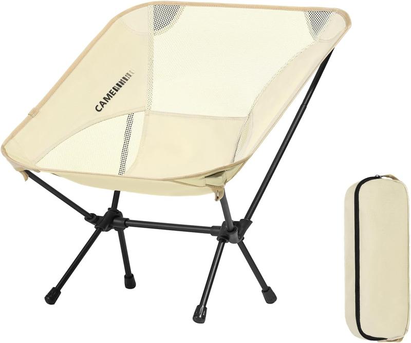 Portable Camping Chair Lightweight Compact Folding Chair Mesh for Outdoor Camp Travel Beach Picnic Festival Hiking Backpacking White