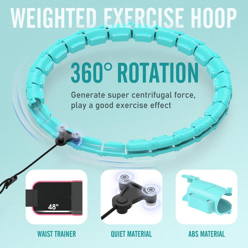 Smart Weighted Fit Hoop Plus Size for Adults Weight Loss, Hula Circle-2 in 1 Infinity Fitness Hoop, 24 Links Detachable & Size Adjustable, with Waist Trainer for Women