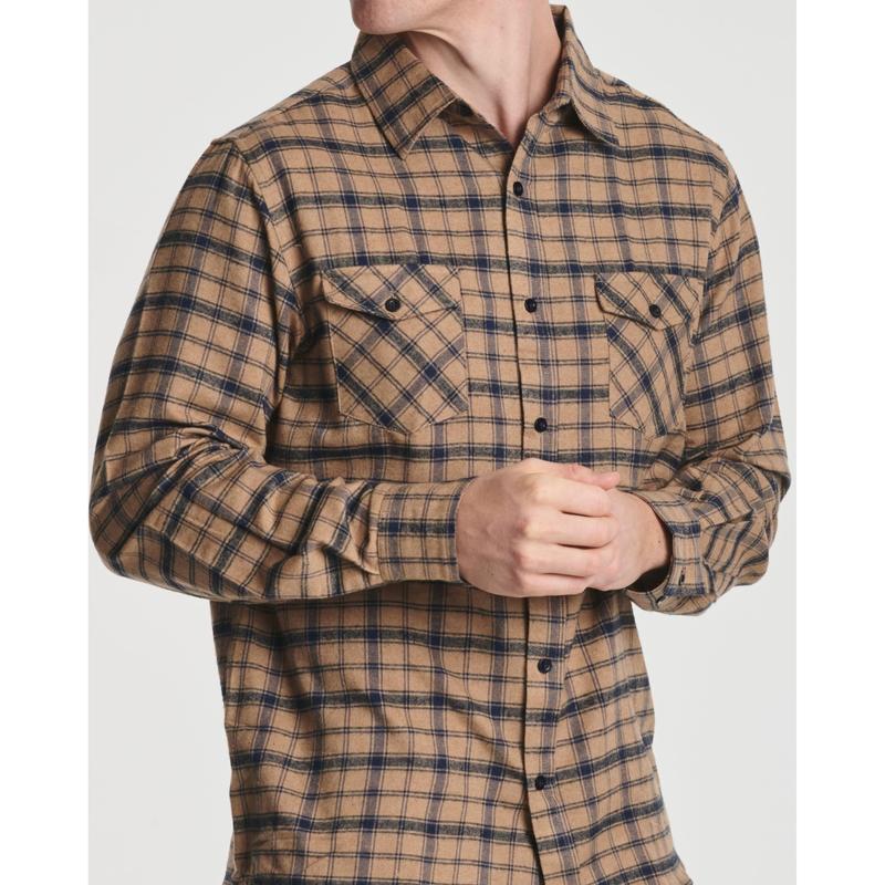 Real Essentials 3 Pack: Men's Long-Sleeve Flannel Button Down Plaid Casual Shirt (Available in Big & Tall)