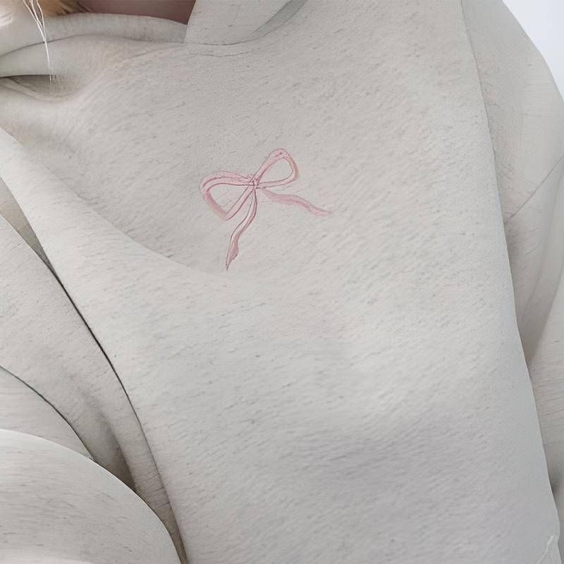 Women’s Pink Bow Hoodie Sweet Casual Fall Winter Hoodie - Cozy Warm Women's Fashion Pullover  Tops  Fashion  Pullover for Fall and Winter christmas 2024 ornaments