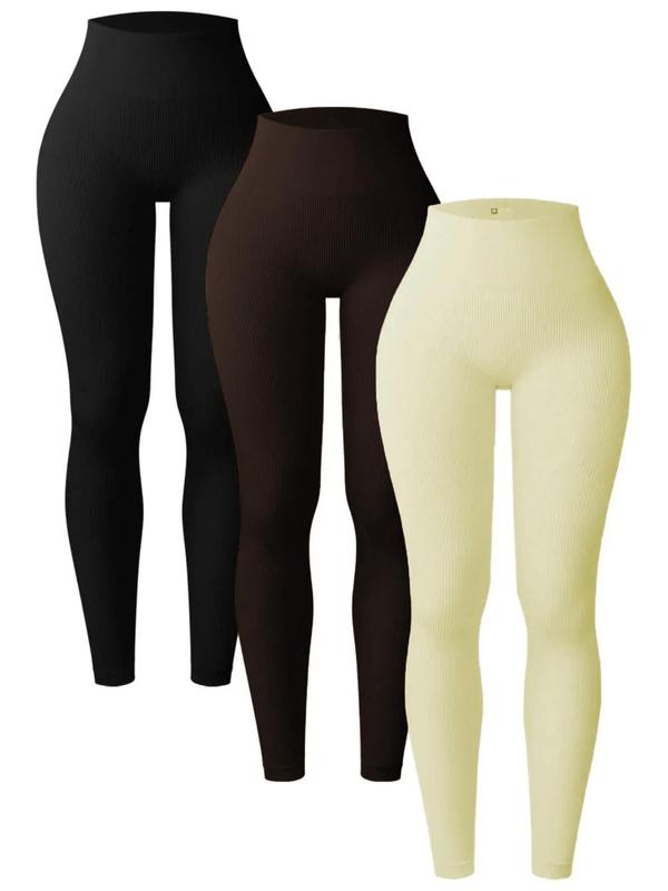 Women's Plain High Waist Sports Tummy Control Leggings, High Stretch Seamless Skinny Pants, Gymreapers, Girl Yoga Pants, Ladies Sportswear Bottoms, Fall Outfits 2024