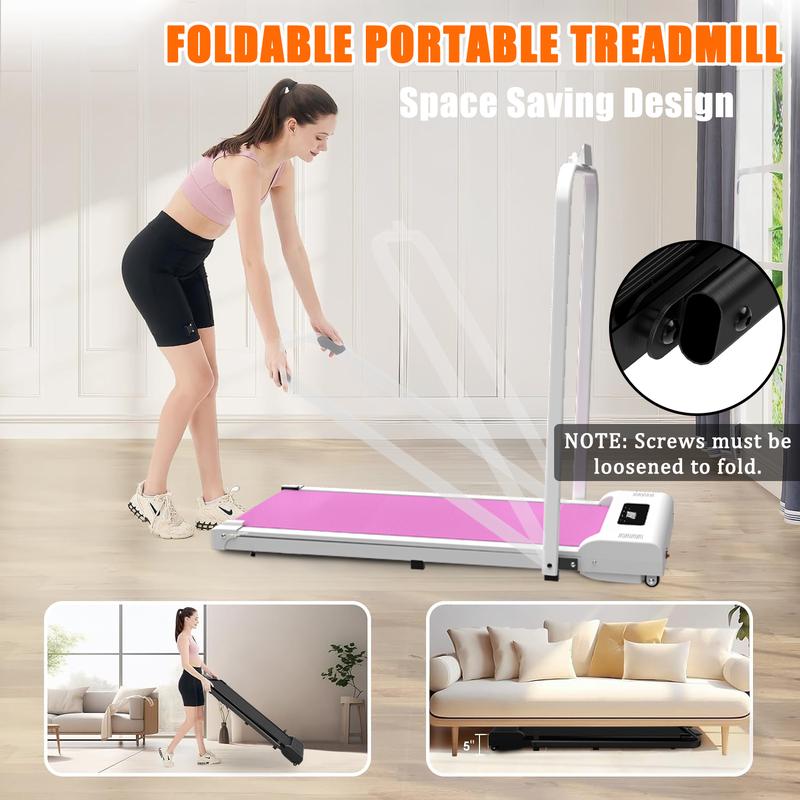 Under Desk Treadmill, Walking Pad, 2 in 1 Portable Treadmill with Handle Remote Control LED Display, Walking Jogging Machine for Home Office Use 265 LBS (5 Years Warranty )