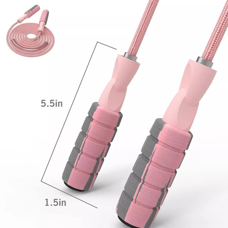 Skipping Rope Cotton Adjustable Skipping Rope Weighted Skipping Rope Suitable for Women, Adults Sports Fitness Exercise Skipping Rope (Pink)