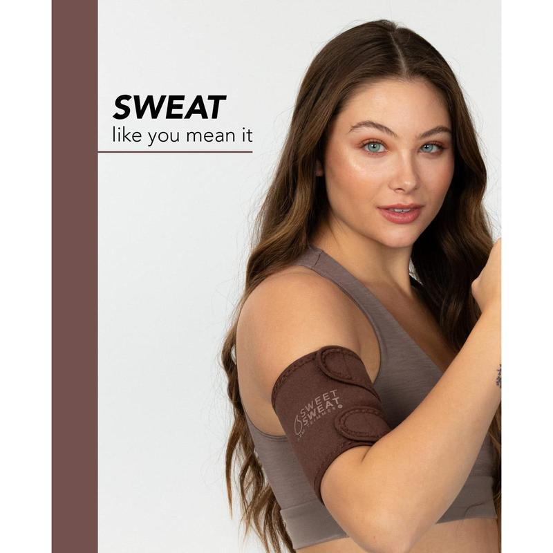 Sports Research Sweet Sweat Arm Trimmers for Men & Women | Increases Heat & Sweat Production to The Bicep Area | Includes Mesh Carrying Bag (Terra, Medium)