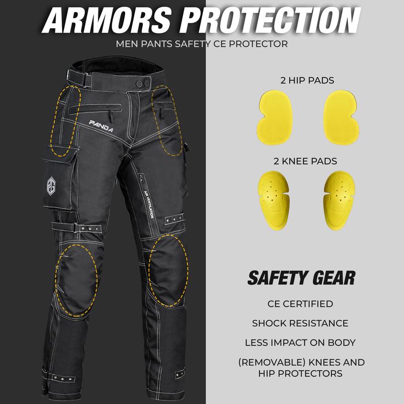 Motorcycle Pants for Men Dual Sports Enduro Riding Pants Water Resistant 600D Cordura Fabric Hi Vis Armored Motorcycle Pants