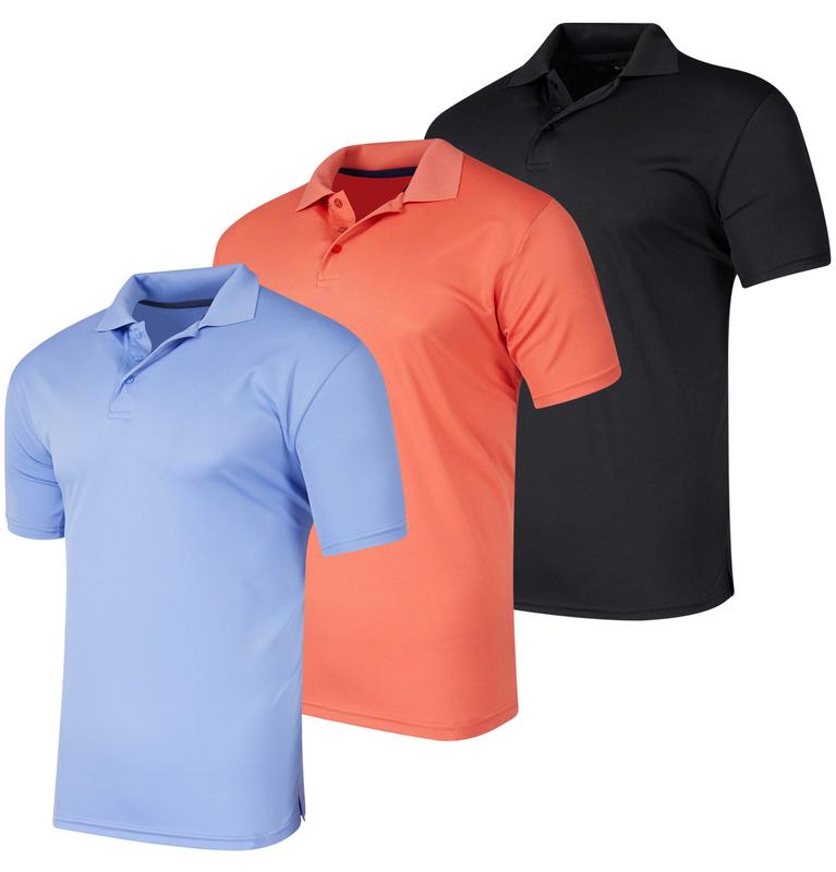 Real Essentials 3 Pack: Men's Quick-Dry Short Sleeve Athletic Performance Polo Shirt (Available In Big & Tall)