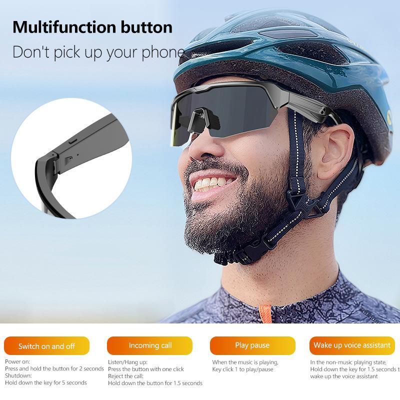 Outdoor Sports Smart Glasses, Bluetooth-compatible Cycling Sports Smart Glasses, Outdoor Smart Glasses, Smart Goggles, UV400 Anti-UV Smart Glasses for Cycling, Running, Climbing, Fishing, Driving, Smart Glasses for Men & Women