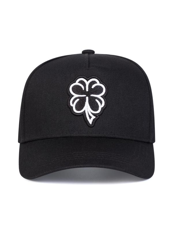 Letter & Four Leaf Clover Embroidered Baseball Cap, Casual Outdoor Sports Hat for Men & Women, Adjustable Sun Protection Cap for Daily Wear