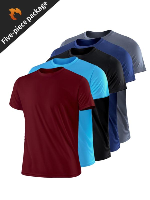 Men's Plain Round Neck Sports Tee, Compression Shirt,  Football Gym Clothing, Sporty Football Jersey, Soccer Jersey, Men's Sportswear Clothing, Fall Outfits, Back To School Clothes, Please Purchase A Size Up