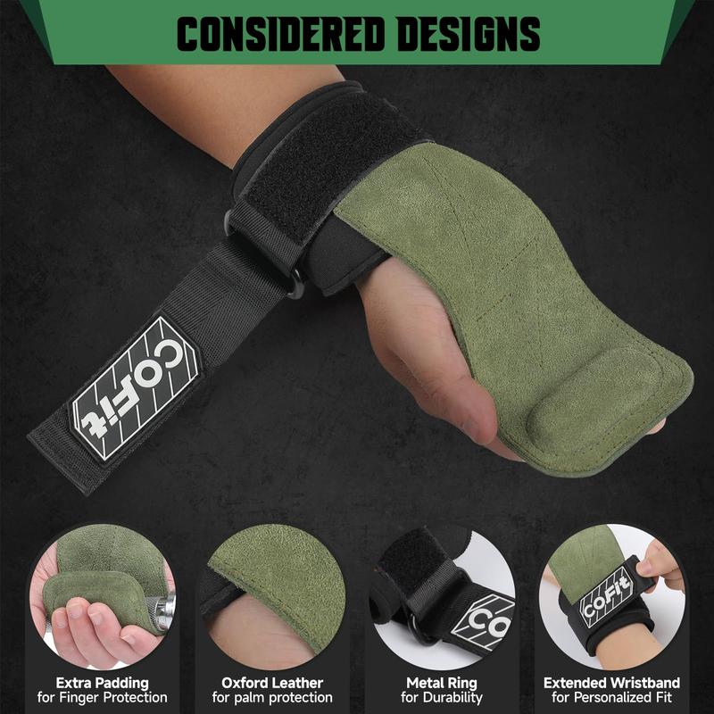 Wrist Straps for Weightlifting, Workout Wrist Wraps with Dual-Layer Oxford Leather, Enhanced Grip for Optimal Hand and Wrist Protection, Gym Lifting Straps for Deadlift and Powerlifting Green