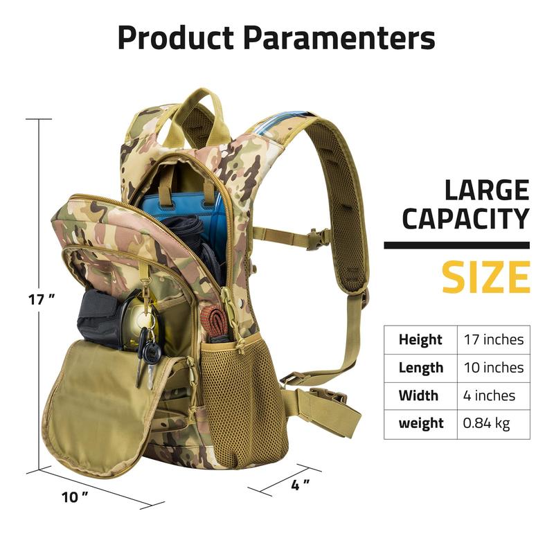 CVLIFE Hydration Backpack 3L, Water Backpacks for Men Women, Hiking Backpack with Water Bladder, Molle Hydration Pack Tactical Backpack, Water Bag Backpack for Hiking, Running, Cycling, Camping