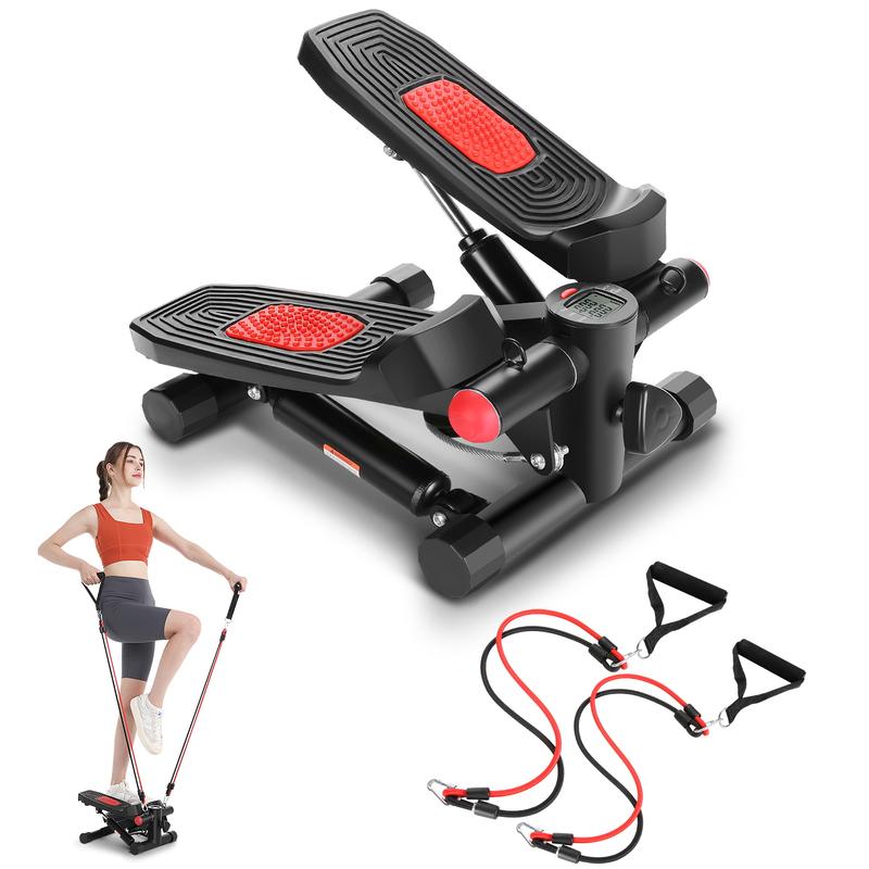 Ancheer Steppers for Exercise with double Resistance Bands ，Mini Stepper For Home and Office Use LCD with 250LBS Loading Capacity