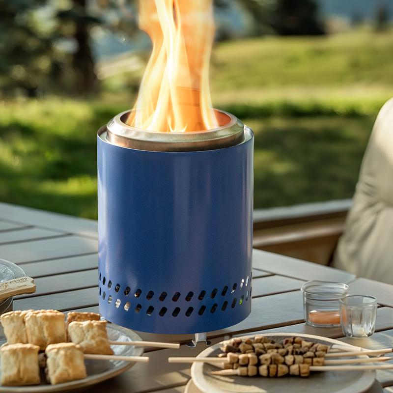 Smokeless Fire Pit, 304 Stainless Steel Tabletop Firepit Wood Pellets Burning Fire Pits for Camping, Blue