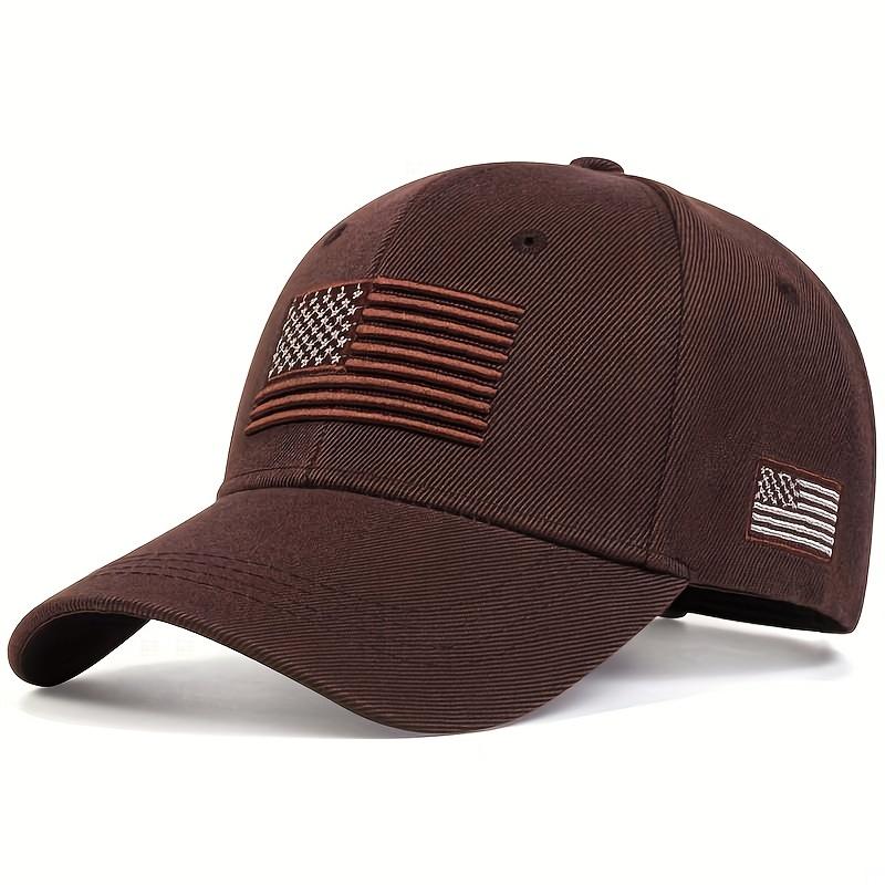 American Flag Embroidered Baseball Cap Solid Color Retro Sun Hat Adjustable Lightweight Clunky Cap for Women Men