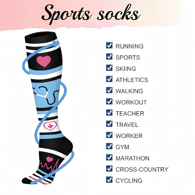 Sports Socks For Women & Men Floral printing Knee High Socks for Running,Hiking,Flight,Travel,Christmas,Winter, Women's Fuzzy