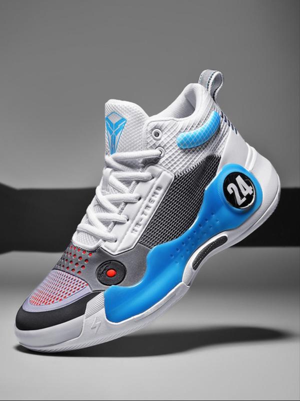 Men's Colorblock Patchwork Basketball Shoes, Casual Sporty Breathable Comfortable Basketball Shoes, Basketball Footwear for Outdoor Sports