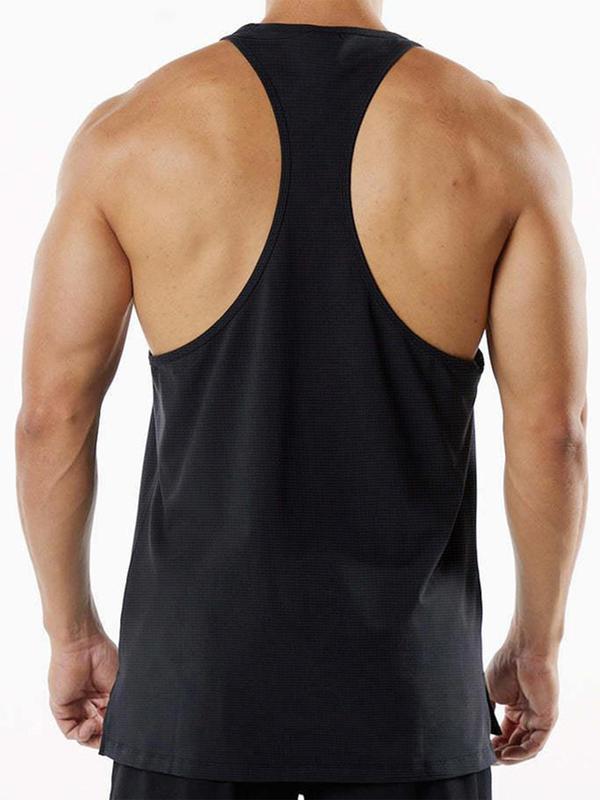 Men's  Solid Scoop Neck Sports Vest, Breathable Quick Drying Tank Top for Gym Workout Running, Casual Sporty Men's Sport & Outdoor Clothing for All Seasons