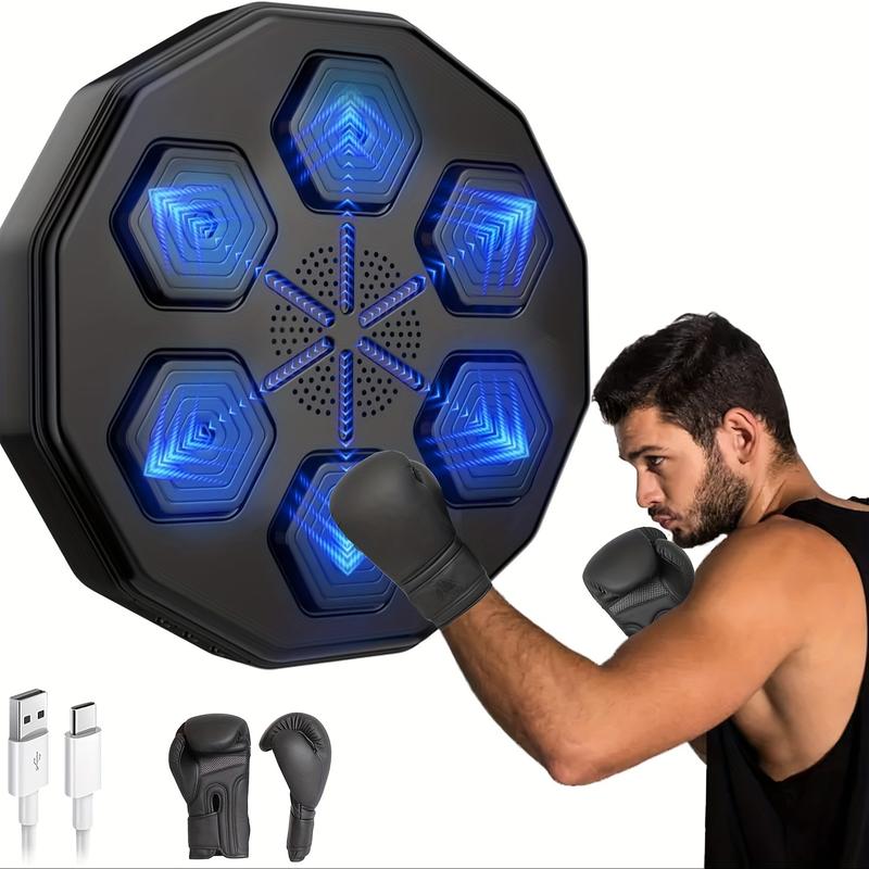 Smart Music Boxing Machine With Gloves, Wall Mounted Electronic Punching Pad For Adults, Beat Sync Technology, Home Workout Fitness Trainer, Indoor Gym Boxing Equipment