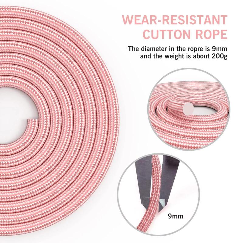 Skipping Rope Cotton Adjustable Skipping Rope Weighted Skipping Rope Suitable for Women, Adults Sports Fitness Exercise Skipping Rope (Pink)