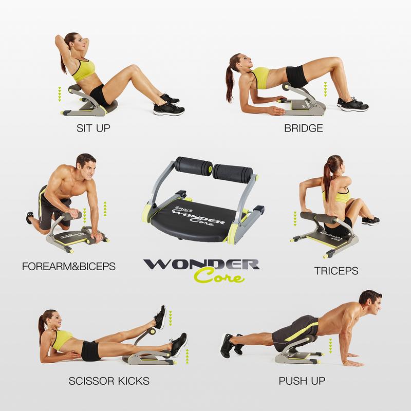 Wonder Core Smart Crunch Exercise Machine - Adjustable Resistance for Core Abs, Marline, 8-in-1 Multi-Purpose Workout, TUV Certified adjustable size