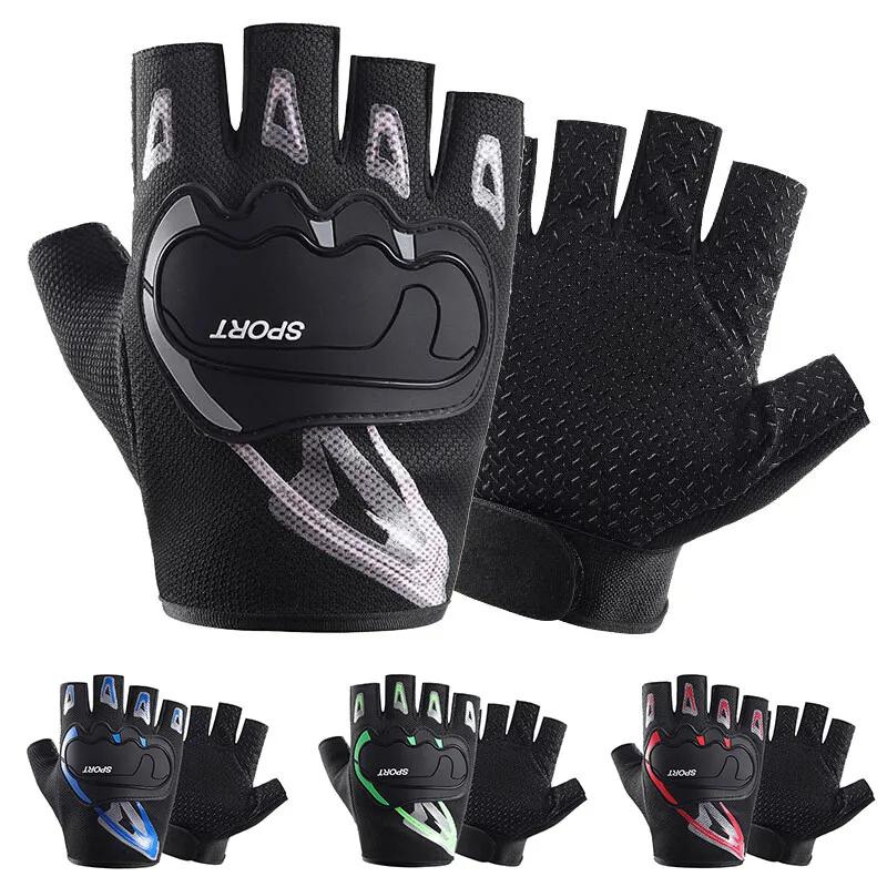 1 pair of sweat proof half finger gloves, sports half finger gloves, breathable non-slip gloves, shock absorbing sports gloves, hiking mountain driving work fingerless, outdoor sports equipment for men and women