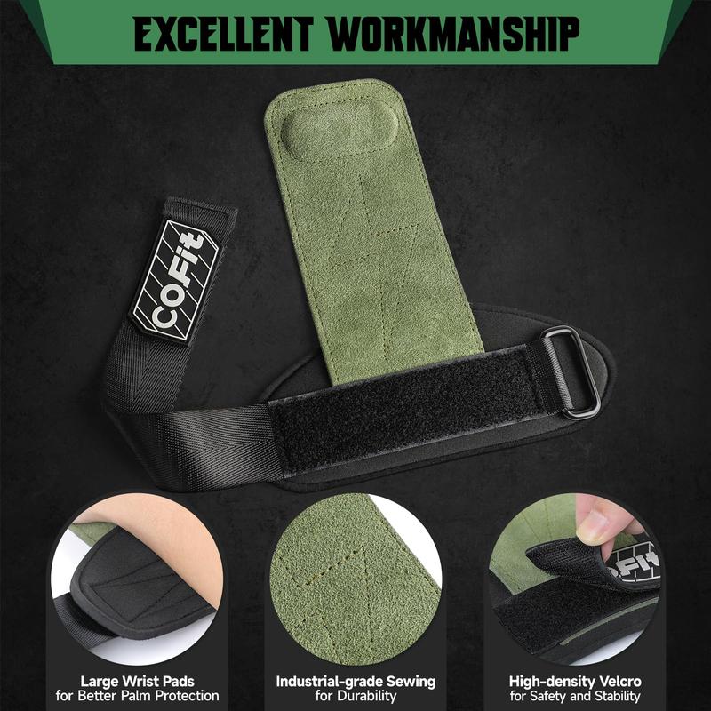 Wrist Straps for Weightlifting, Workout Wrist Wraps with Dual-Layer Oxford Leather, Enhanced Grip for Optimal Hand and Wrist Protection, Gym Lifting Straps for Deadlift and Powerlifting Green