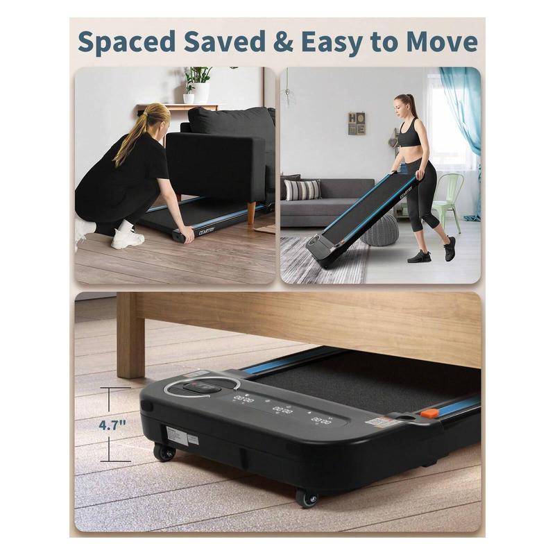 2-In-1 Foldable Treadmill, Under Desk Treadmill 300 Lb Capacity, Treadmills For Home With Wide Tread Belt, Walking Pad Treadmill, Folding Treadmill With APP & Speaker