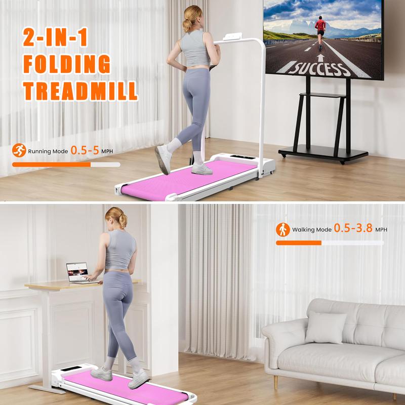 Under Desk Treadmill, Walking Pad, 2 in 1 Portable Treadmill with Handle Remote Control LED Display, Walking Jogging Machine for Home Office Use 265 LBS (5 Years Warranty )